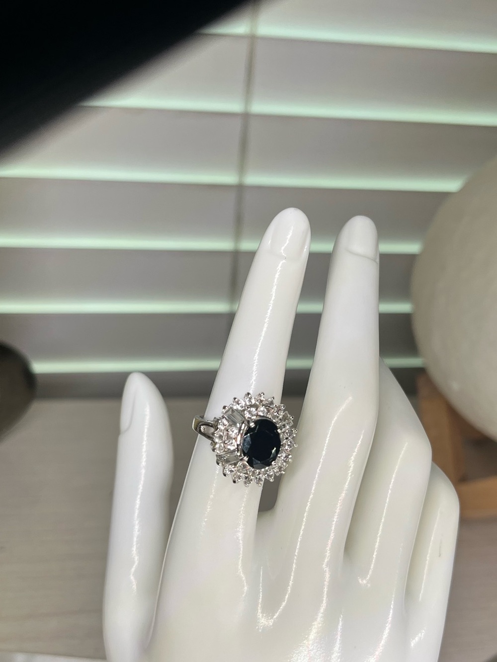 Sterling Silver Blue Sapphire Halo Ring